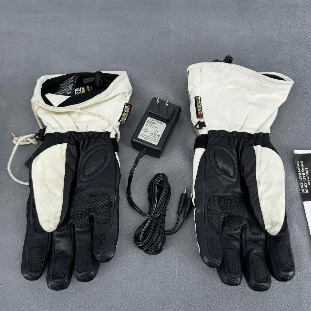 Gerbing's Core Heat S2‎ Battery Heated Gloves Womens M Gray White Motorcycle 7V